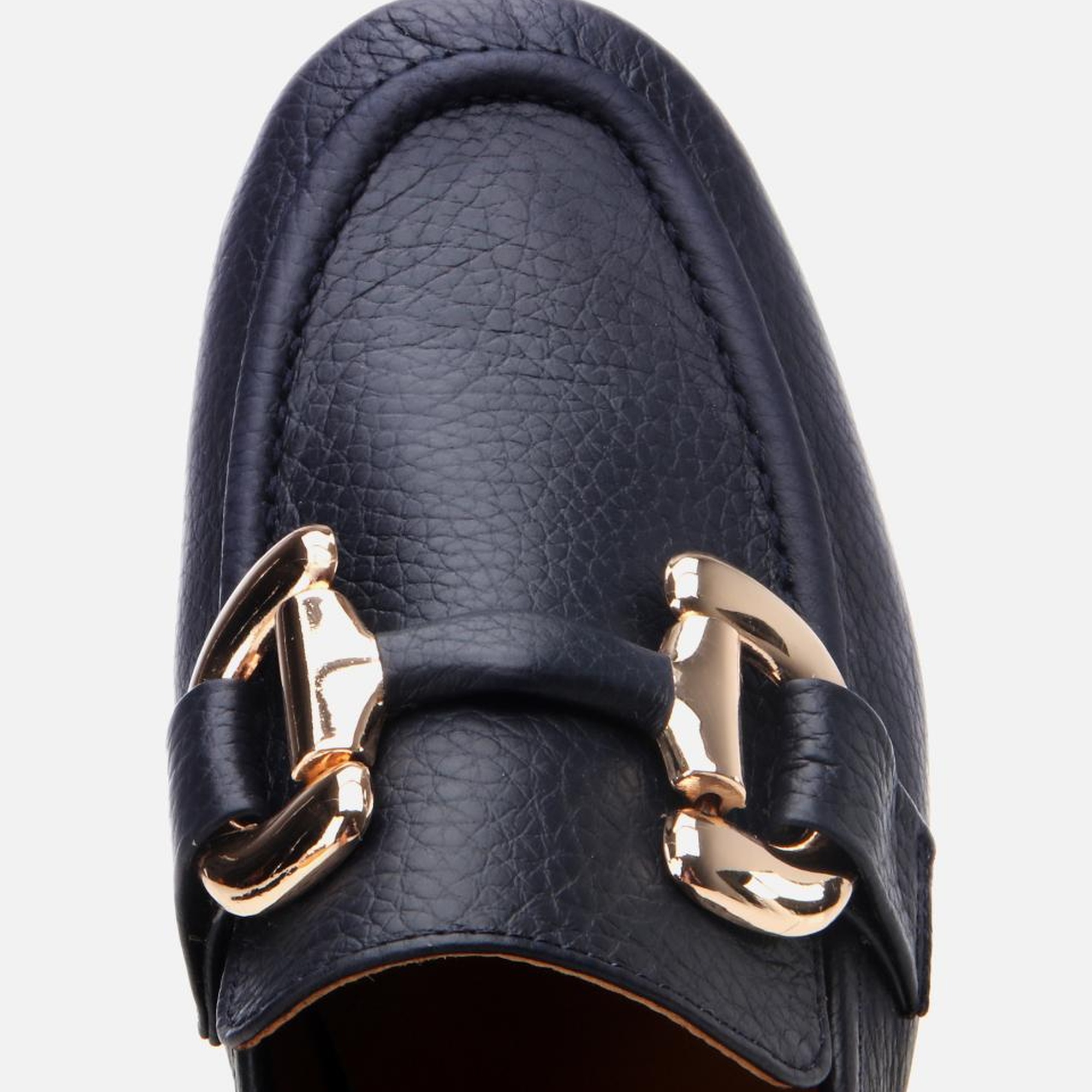 Kadın Deri Lacivert Tokalı Günlük Loafer