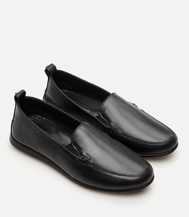  Kadın Deri Siyah Loafer