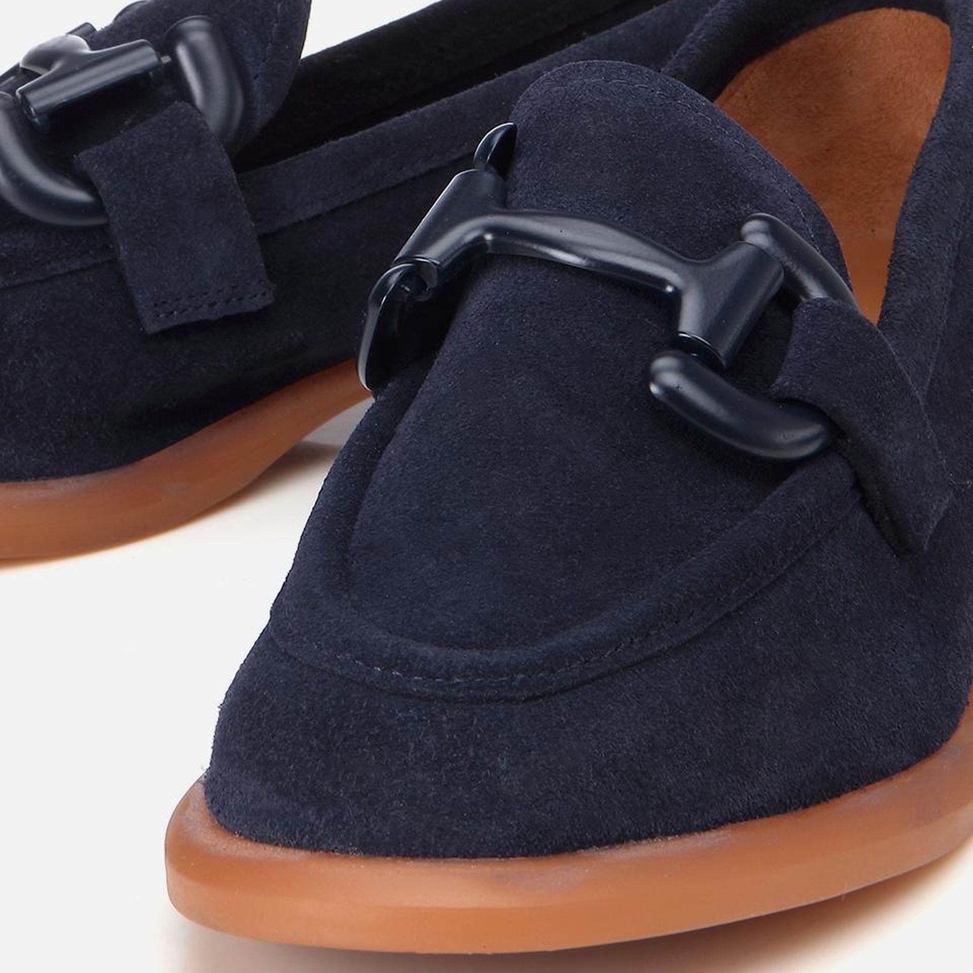 Kadın Süet Deri Lacivert Esnek Tabanlı Günlük Loafer