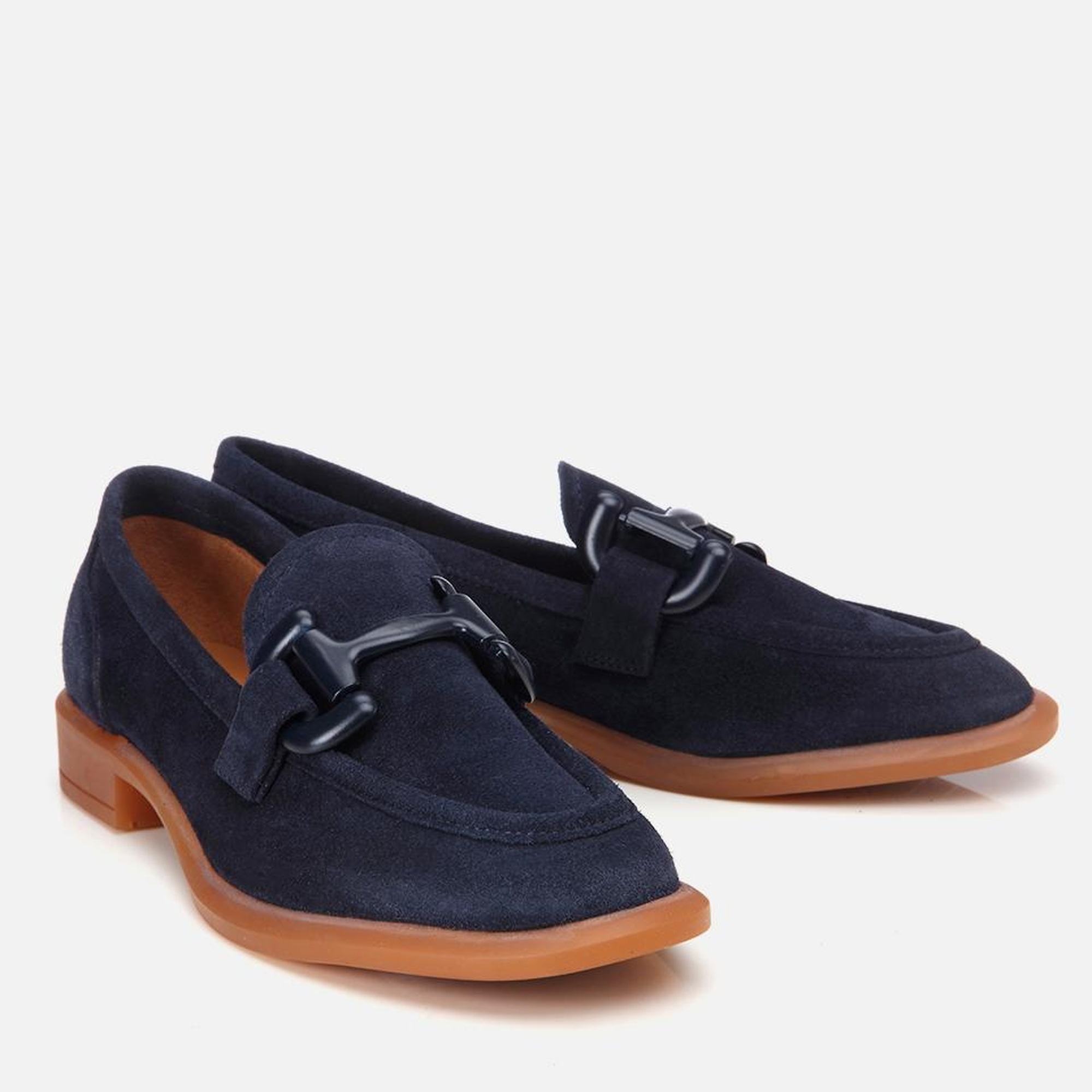 Kadın Süet Deri Lacivert Esnek Tabanlı Günlük Loafer