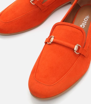  Kadın Deri Turuncu Loafer