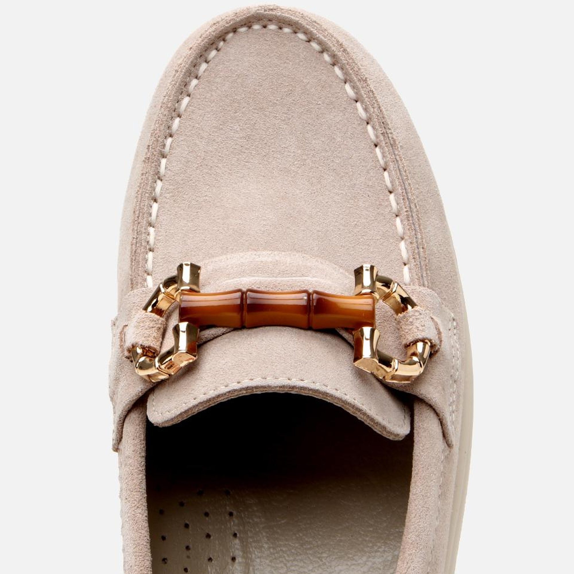 Kadın Süet Deri Bej Tokalı Günlük Loafer