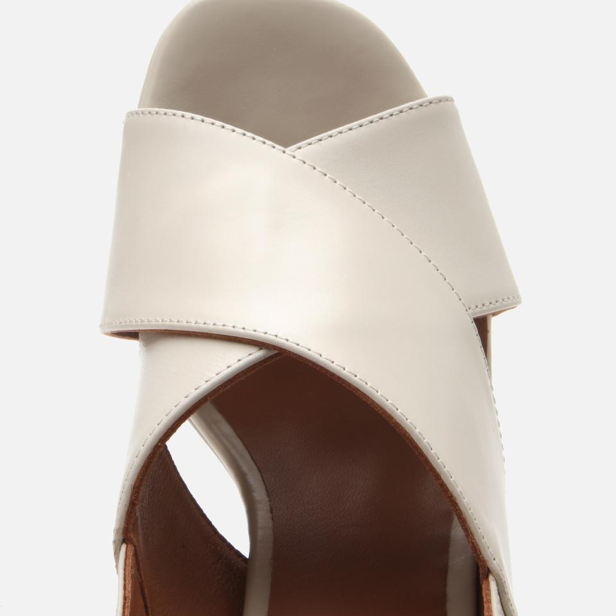 Kadın Deri Ekru Topuklu Sandalet