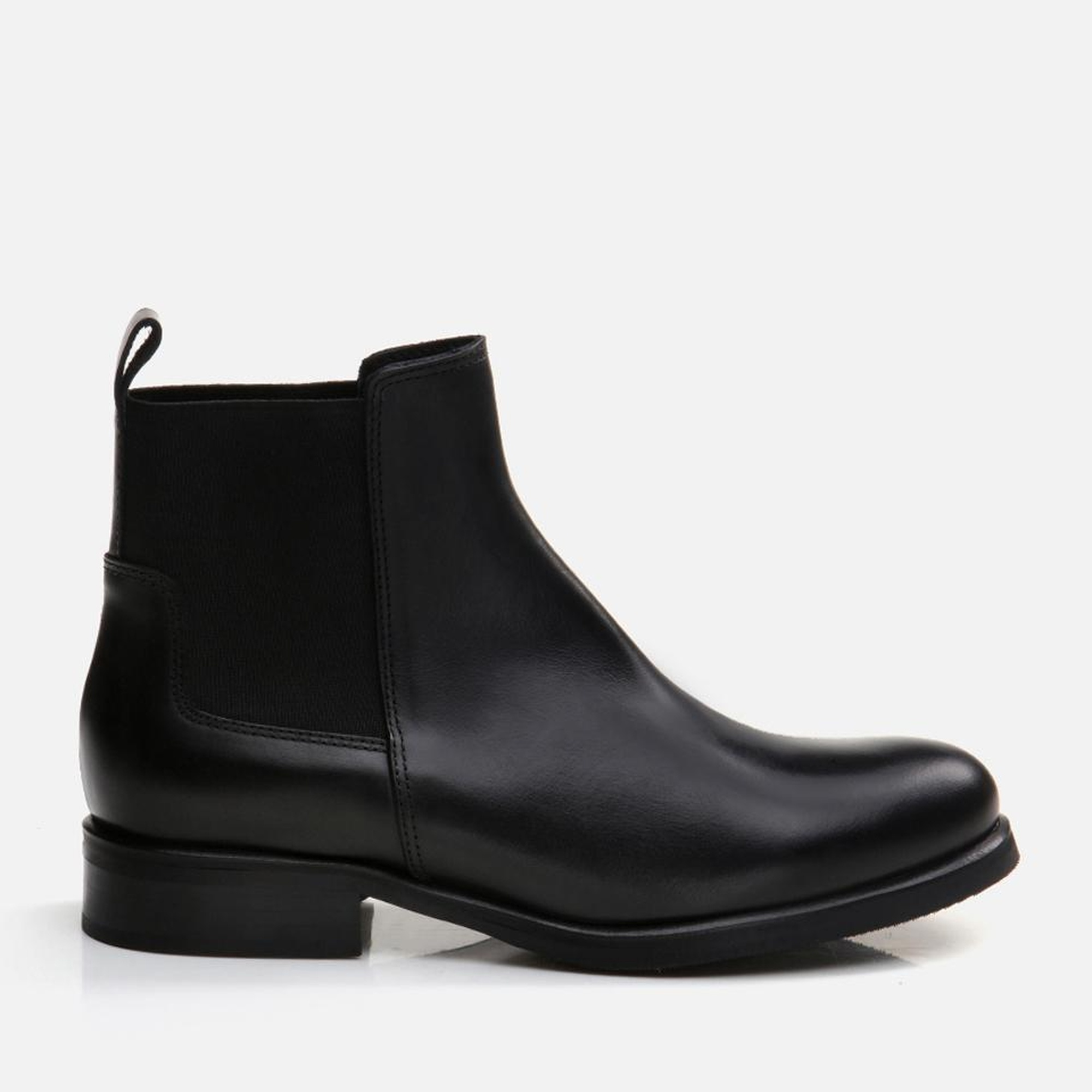 Kadın Deri Siyah Lastik Detaylı Düz Bot