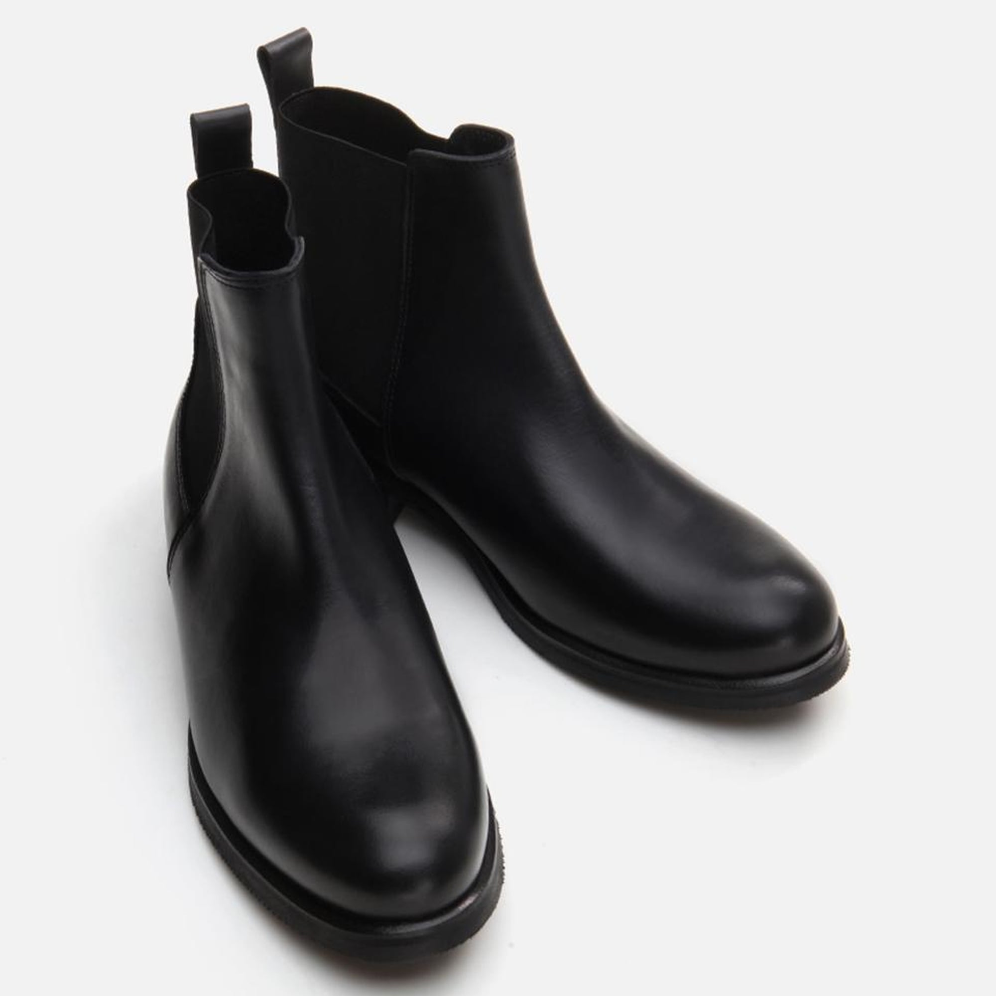 Kadın Deri Siyah Lastik Detaylı Düz Bot