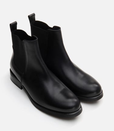  Kadın Deri Siyah Lastik Detaylı Düz Bot