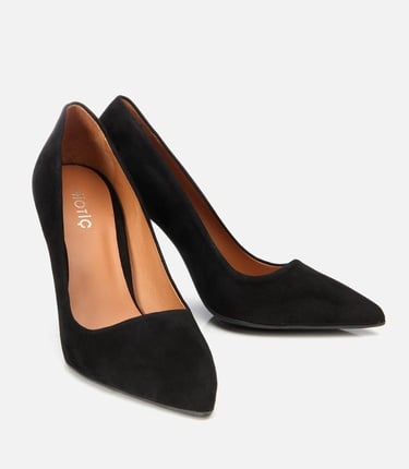  Kadın Süet Deri Siyah Stiletto