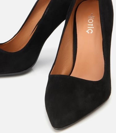  Kadın Süet Deri Siyah Stiletto