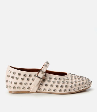  Kadın Bej Taşlı Babet