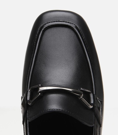  Kadın Deri Siyah Tokalı Loafer