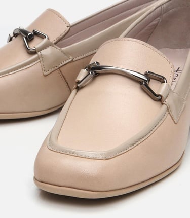  Kadın Deri Bej Tokalı Loafer