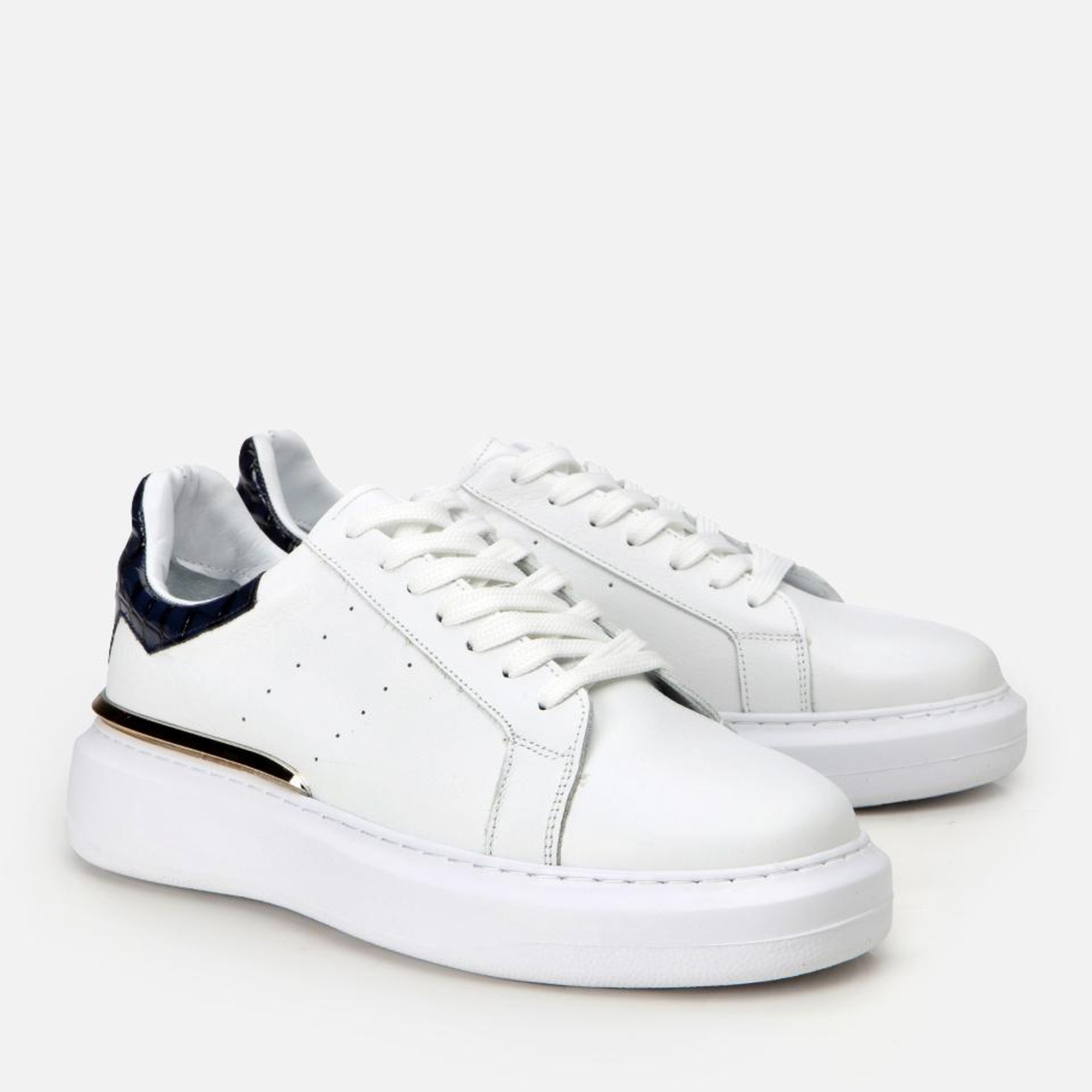 Erkek Deri Beyaz Hafif Tabanlı Spor Ayakkabı