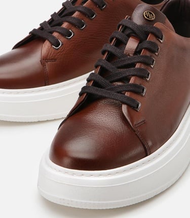  Erkek Deri Kahverengi Hafif Tabanlı Spor Ayakkabı