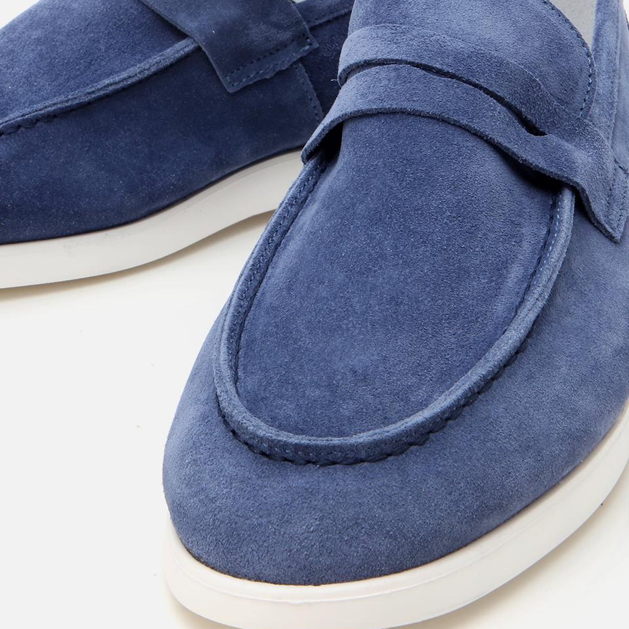 Erkek Süet Deri Mavi Yumuşak Dokulu Loafer
