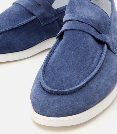  Erkek Süet Deri Mavi Yumuşak Dokulu Loafer