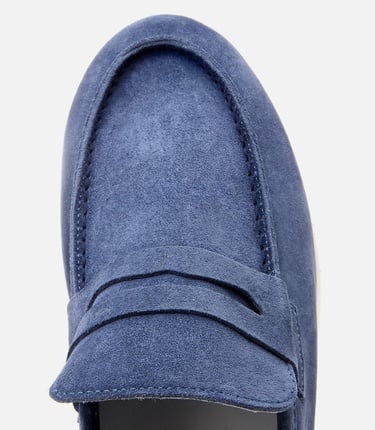  Erkek Süet Deri Mavi Yumuşak Dokulu Loafer