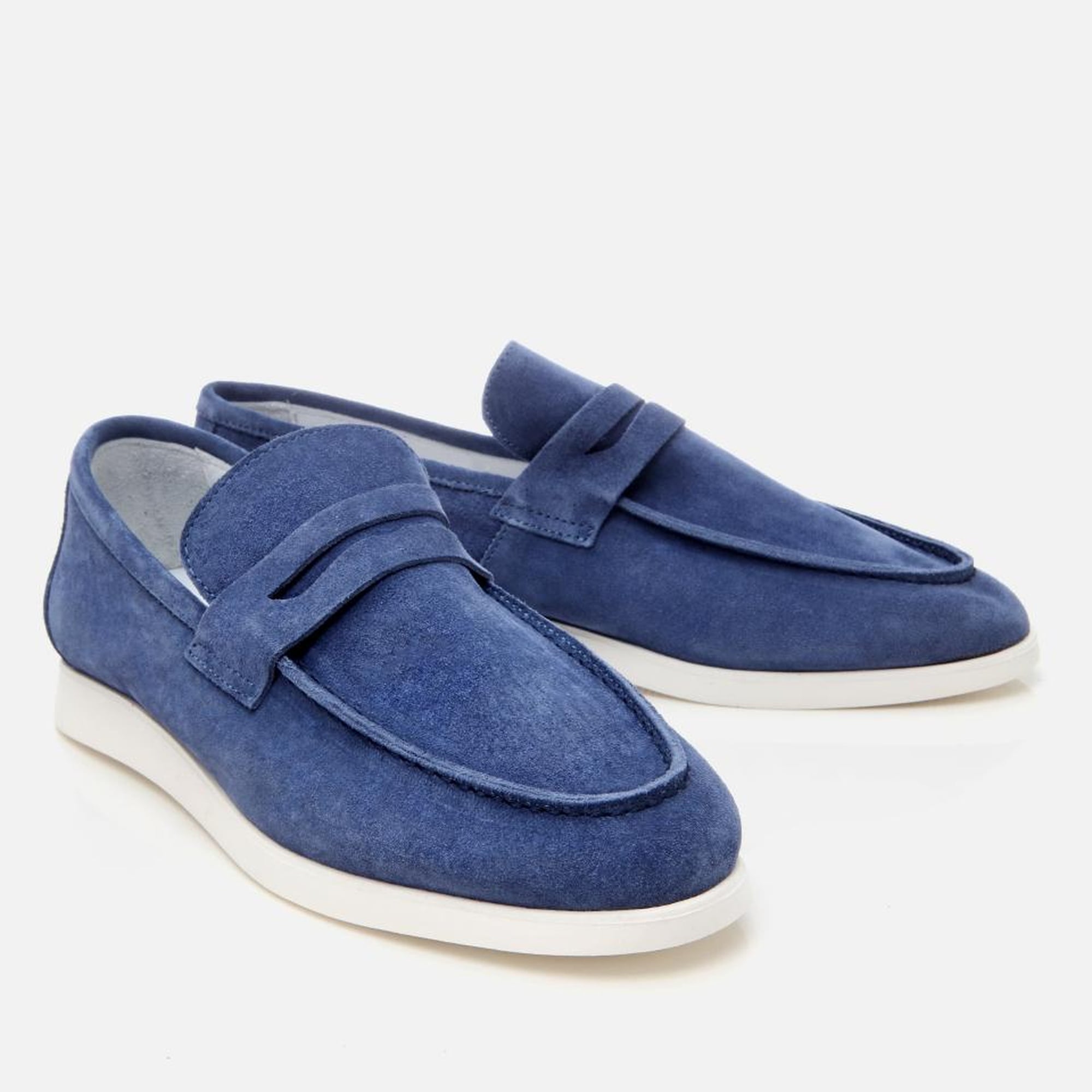 Erkek Süet Deri Mavi Yumuşak Dokulu Loafer