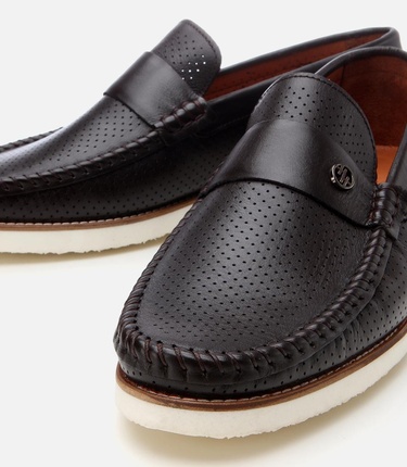 Erkek Deri Kahverengi Hafif Tabanlı Toka Detaylı Loafer