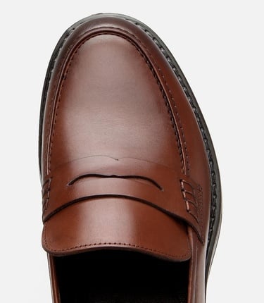  Erkek Deri Kahverengi Ultra Hafif Tabanlı Klasik Loafer