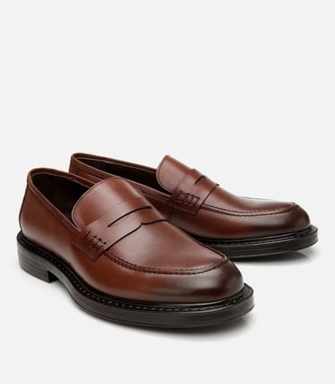  Erkek Deri Kahverengi Ultra Hafif Tabanlı Klasik Loafer