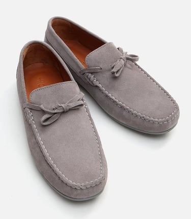  Erkek Deri Gri Loafer