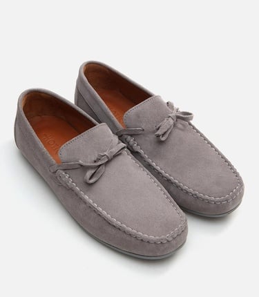  Erkek Deri Gri Loafer