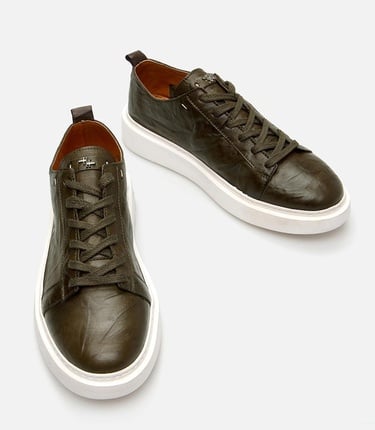  Erkek Deri Haki  Günlük Ayakkabı