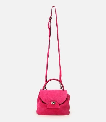  Kadın Deri Pembe Kilit Detaylı Omuz Çantası