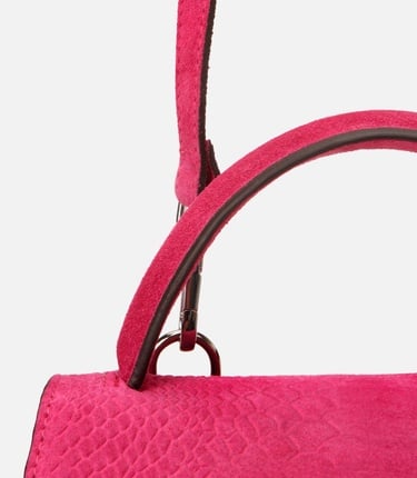  Kadın Deri Pembe Kilit Detaylı Omuz Çantası