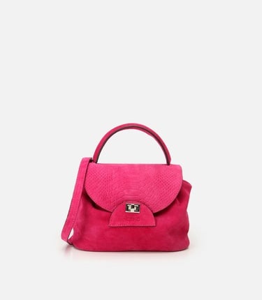  Kadın Deri Pembe Kilit Detaylı Omuz Çantası