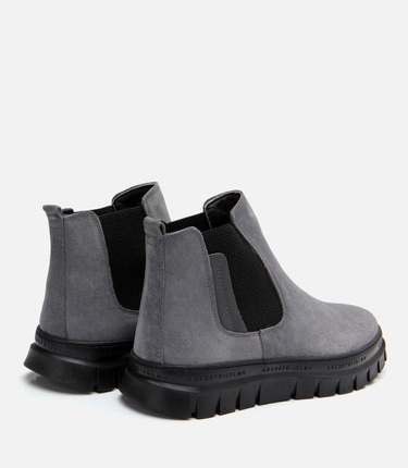  Erkek Süet Deri Gri Chealse Bot