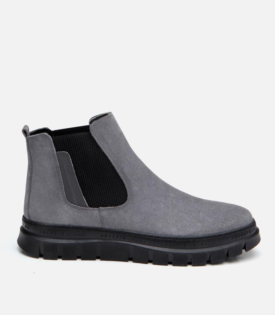  Erkek Süet Deri Gri Chealse Bot
