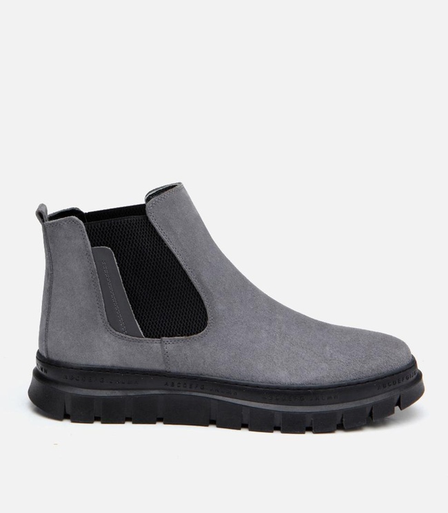 Erkek Süet Deri Gri Chealse Bot