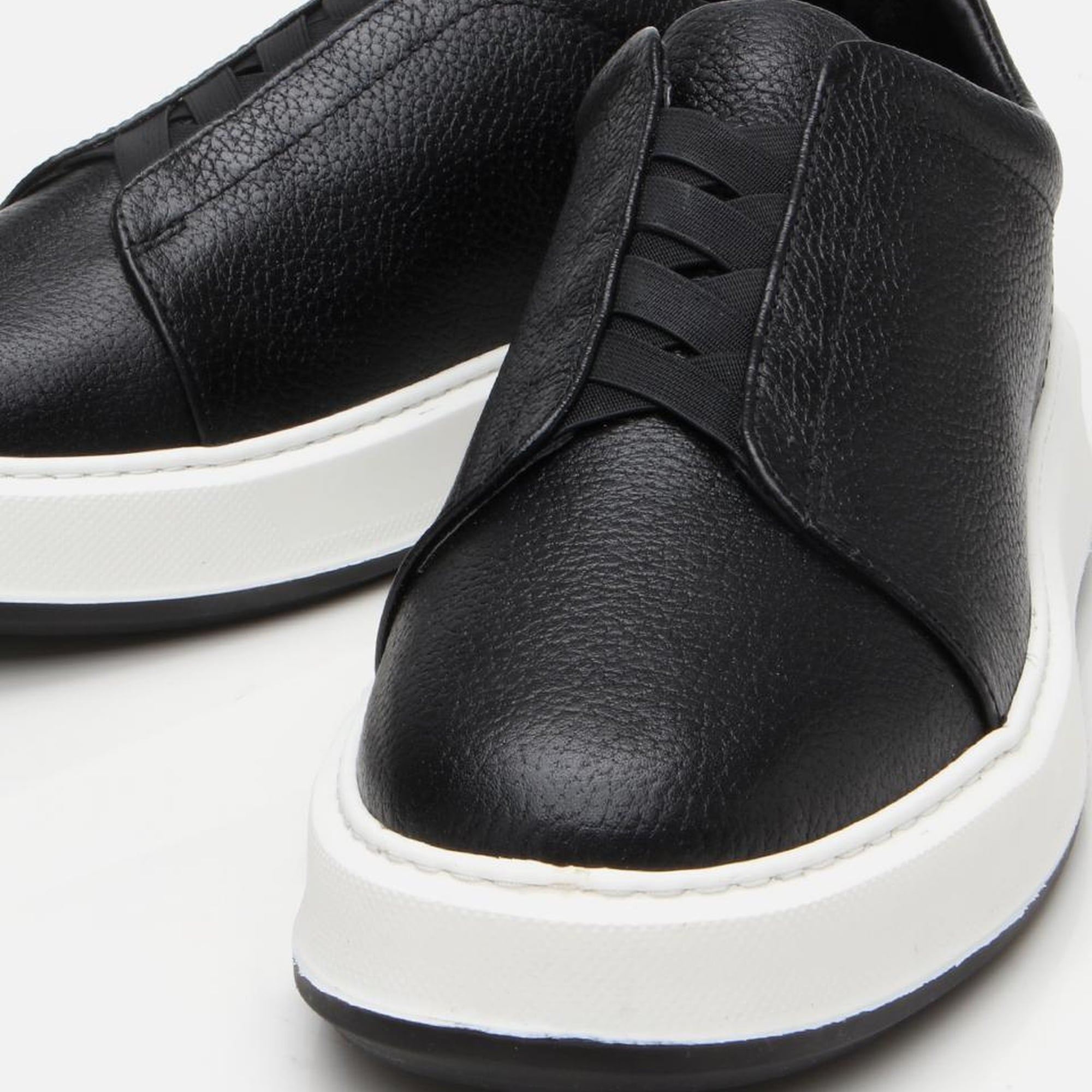 Erkek Deri Siyah Lastik Detaylı Spor Ayakkabı