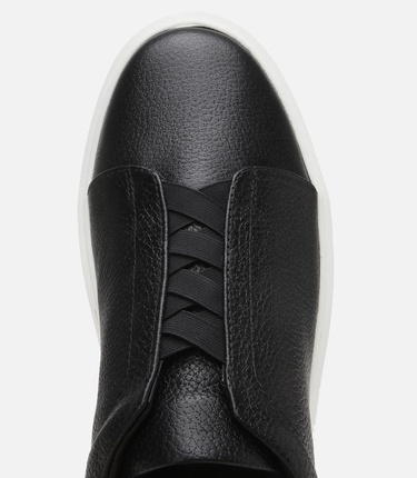  Erkek Deri Siyah Lastik Detaylı Spor Ayakkabı