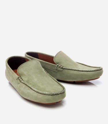 Erkek Nubuk Deri Yeşil  Hafif Tabanlı Günlük Loafer