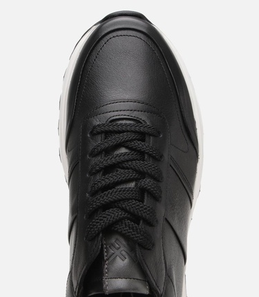  Erkek Deri Siyah Ultra Hafif Tabanlı Spor Ayakkabı