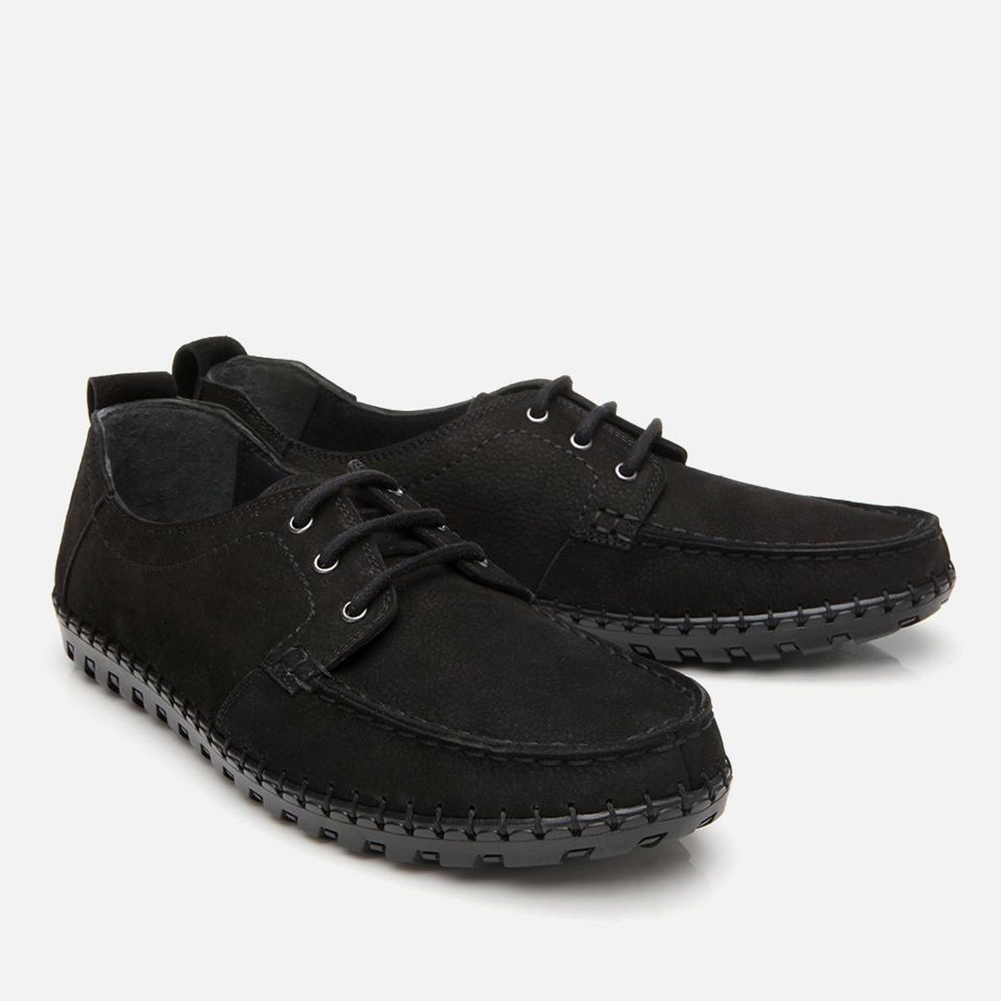 Erkek Nubuk Deri Siyah Rahat Günlük Loafer