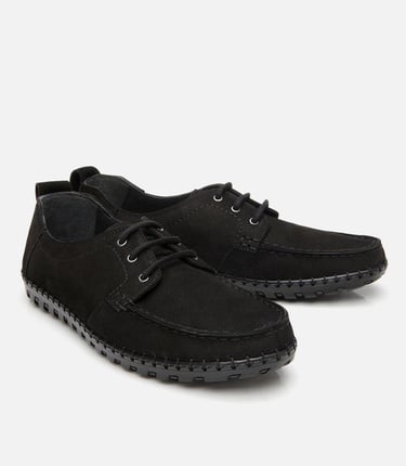  Erkek Nubuk Deri Siyah Rahat Günlük Loafer