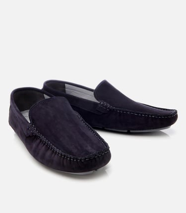  Erkek Nubuk Deri Lacivert Hafif Tabanlı Günlük Loafer