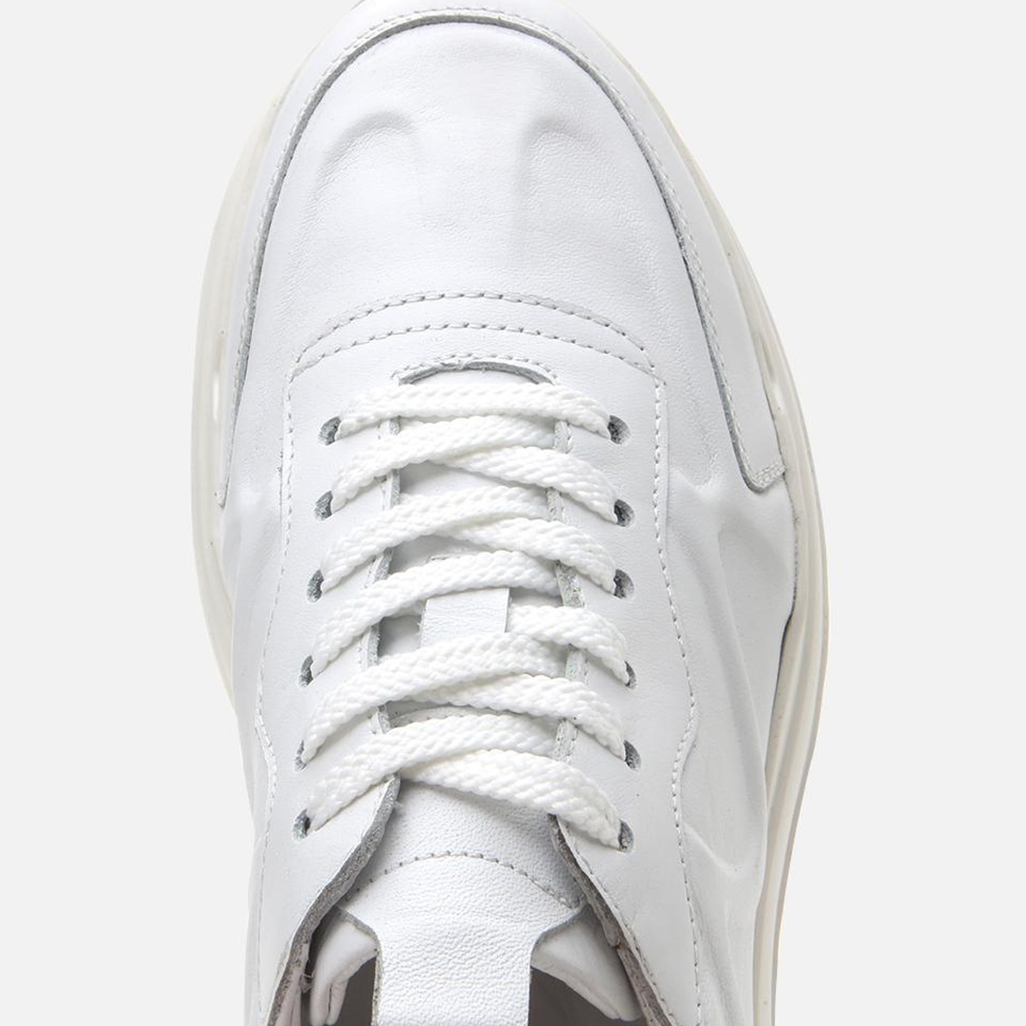 Erkek Deri Beyaz Kalın Tabanlı Spor Ayakkabı