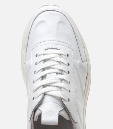  Erkek Deri Beyaz Kalın Tabanlı Spor Ayakkabı