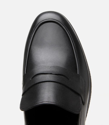  Erkek Deri Siyah Hafif Tabanlı Loafer