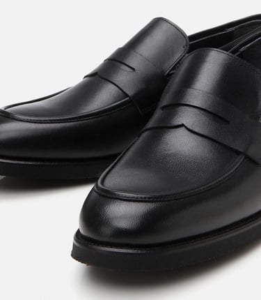  Erkek Deri Siyah Hafif Tabanlı Loafer