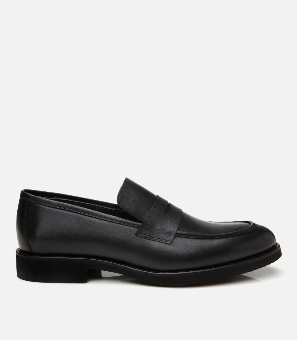  Erkek Deri Siyah Hafif Tabanlı Loafer
