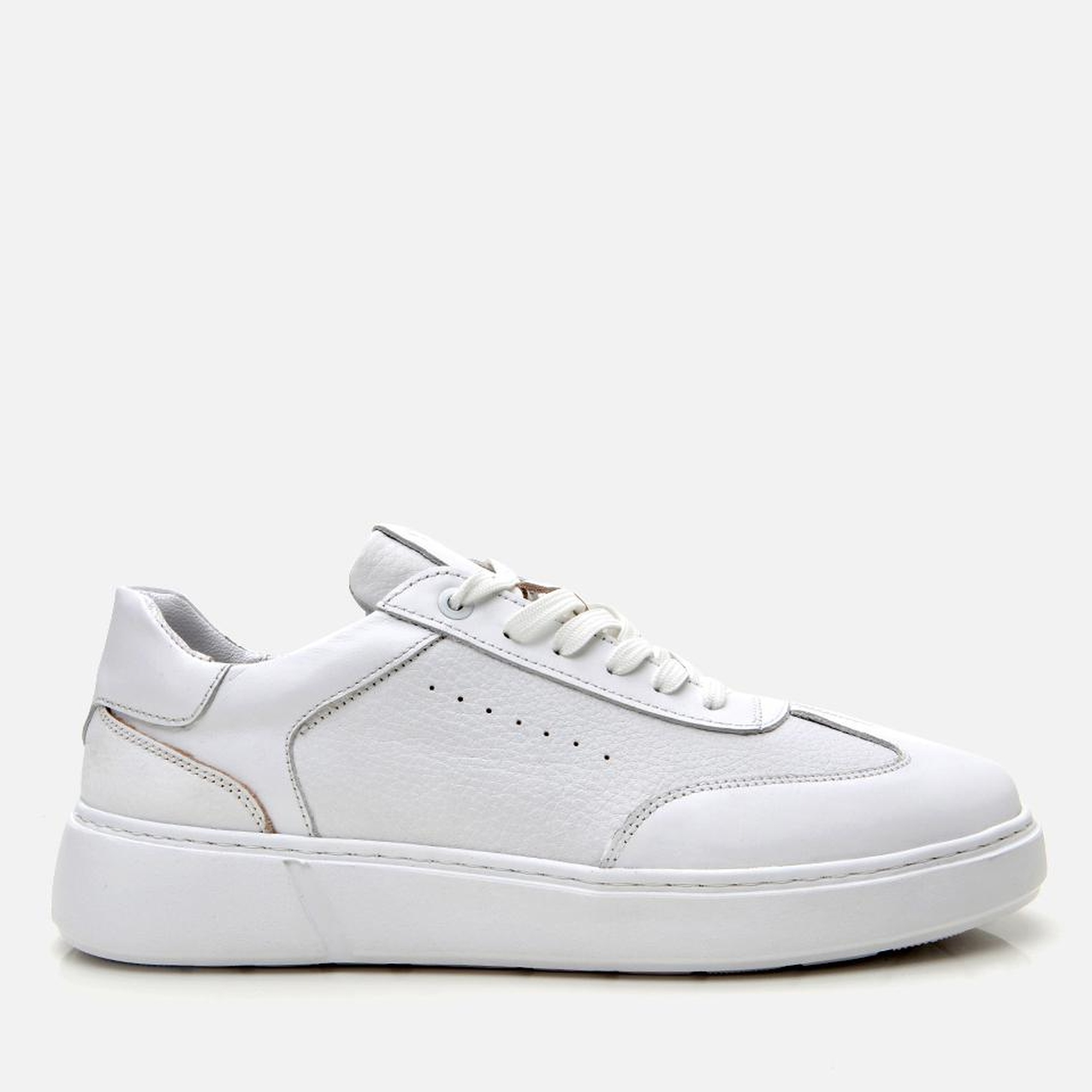 Erkek Deri Beyaz Ultra Hafif Tabanlı Spor Ayakkabı