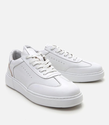  Erkek Deri Beyaz Ultra Hafif Tabanlı Spor Ayakkabı