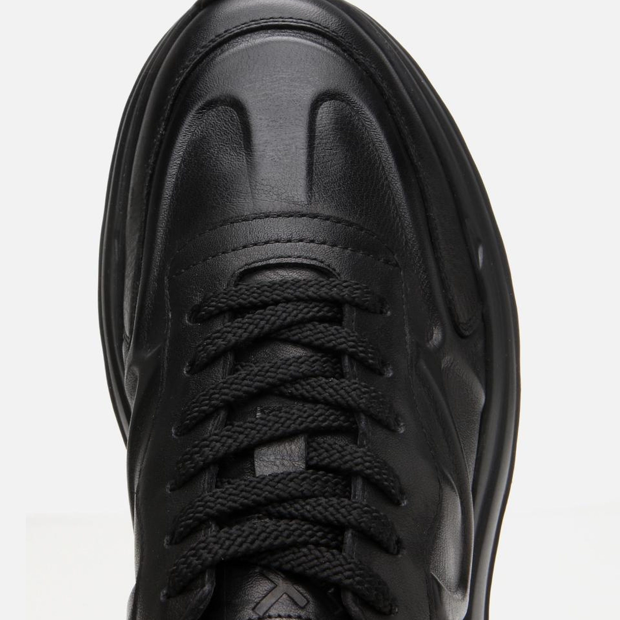 Erkek Deri Siyah Kalın Tabanlı Spor Ayakkabı