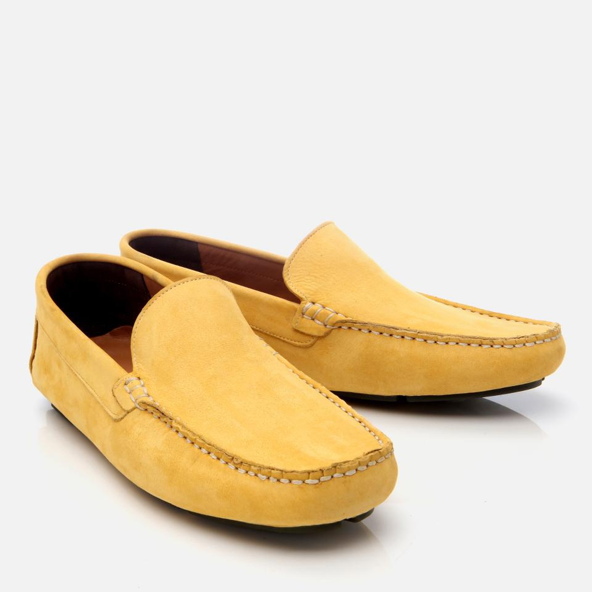 Erkek Nubuk Deri Sarı Hafif Tabanlı Günlük Loafer