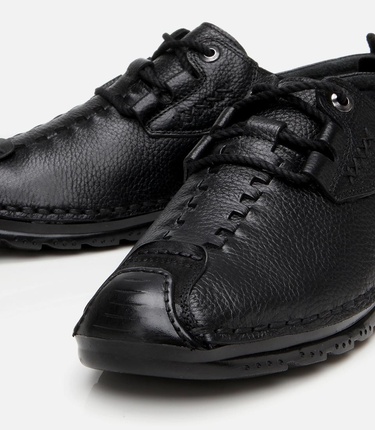  Erkek Deri Siyah Comfort Düz Ayakkabı